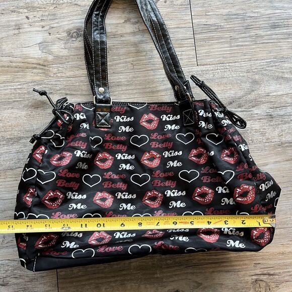 Betty Boop Shoulder Bag Tote Black and Red Y2K Punk - Picture 7 of 9